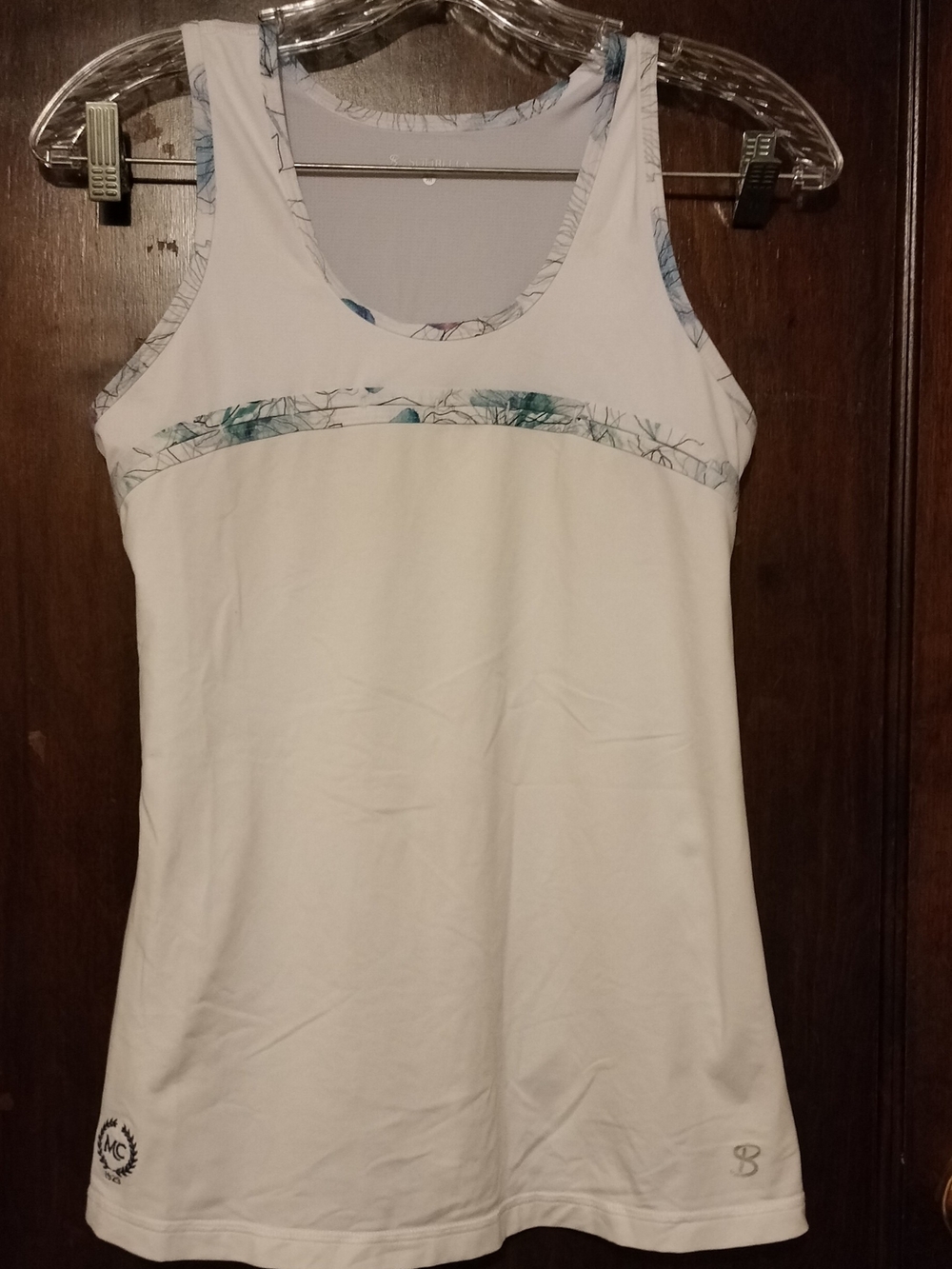 Sofibella White Blue Floral Athletic Tank Top Tennis Golf - Size M